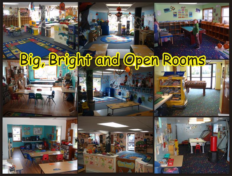 child care organized bright rooms cubbies pool table 